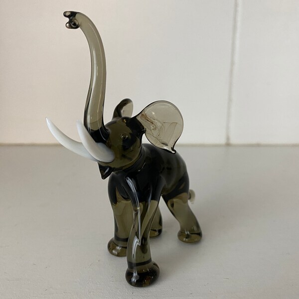 Miniature Glass Elephant Figurine