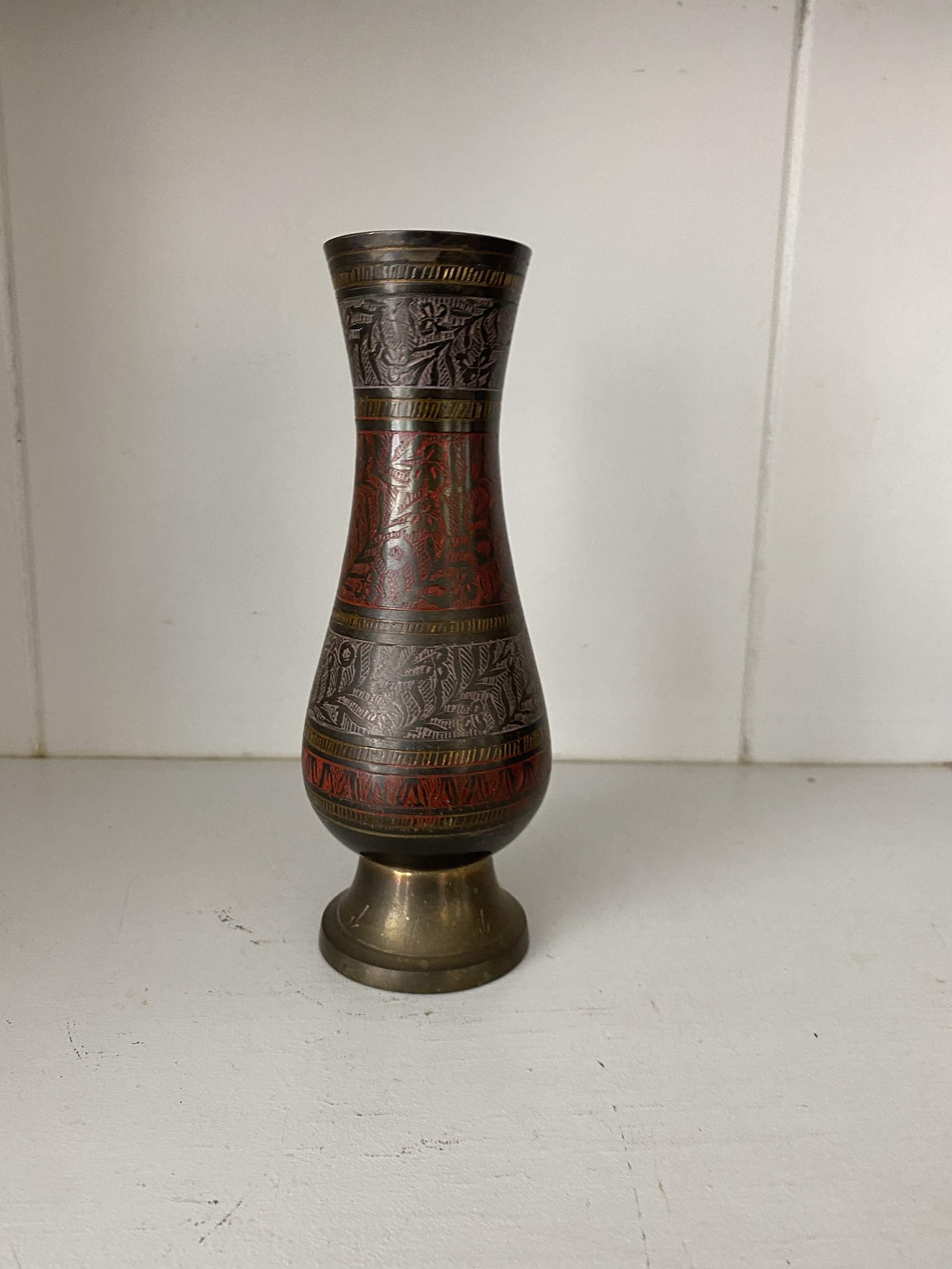 Vintage Etched Brass Vases