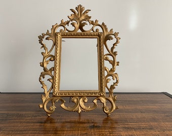 Gold Ornate French Rococo Style Brass Picture Frame