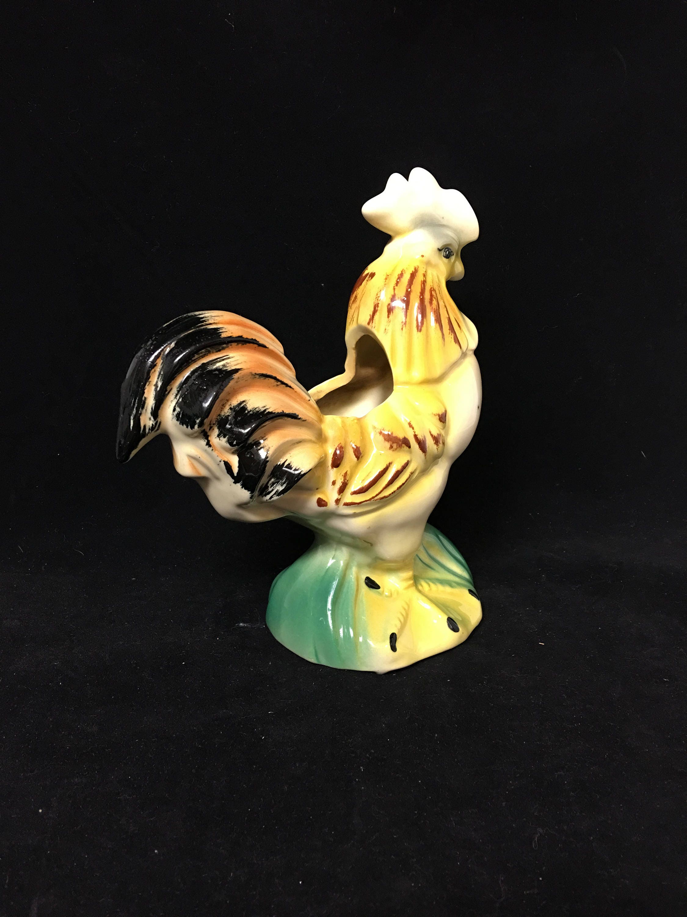 Vintage Ceramic Rooster Planter/Utensil Holder