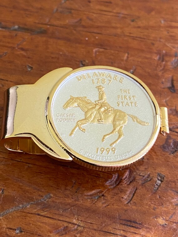 Delaware State Quarter Gold-plated Money Clip