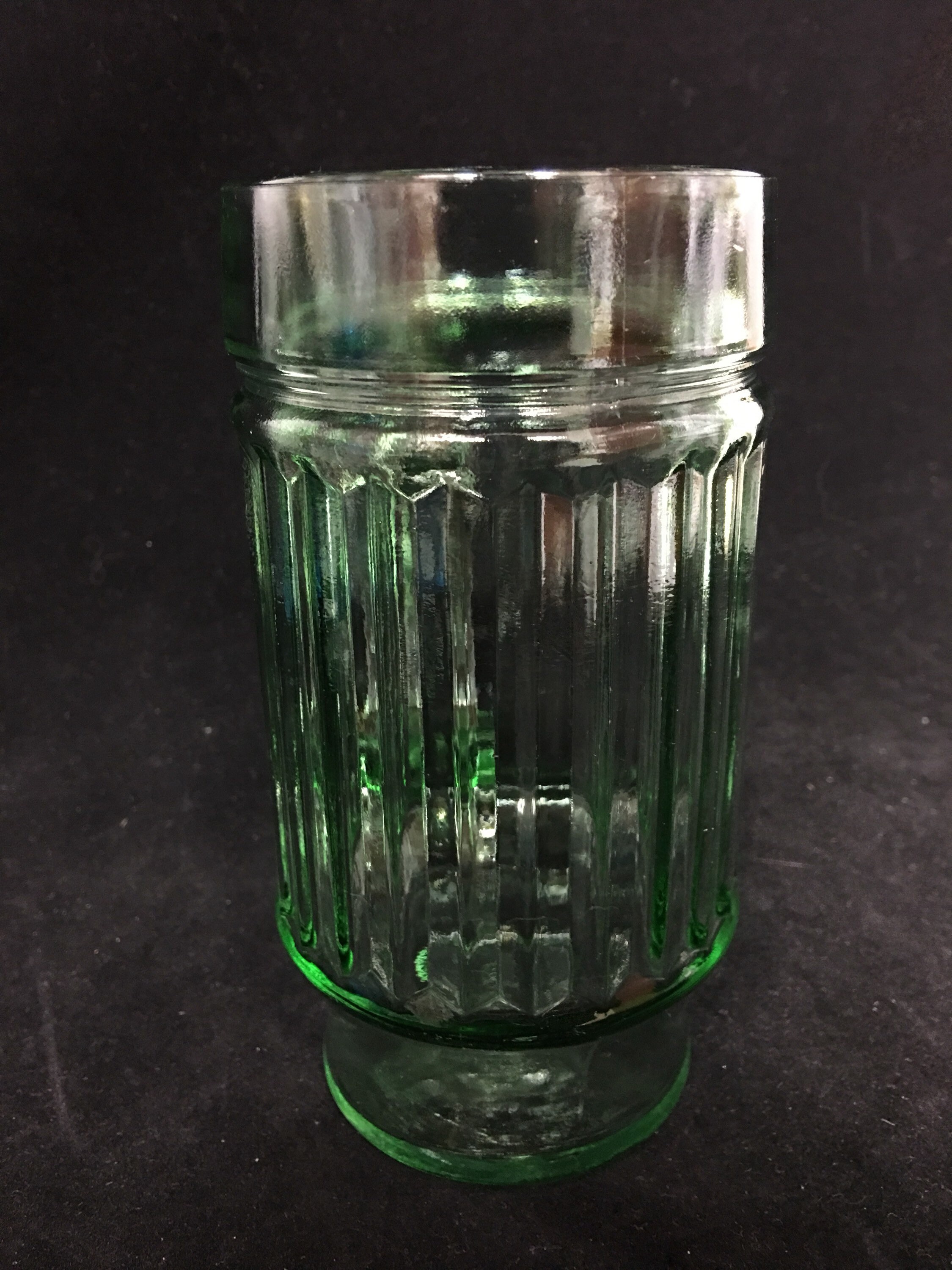 Vintage Green Ribbed Handled Drinking Tumblers (6) Perfect for Indoor and Outdoor Dining