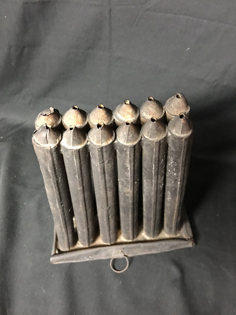 Late 1700s Early 1800s Antique Tin 12 Taper Candle Mold