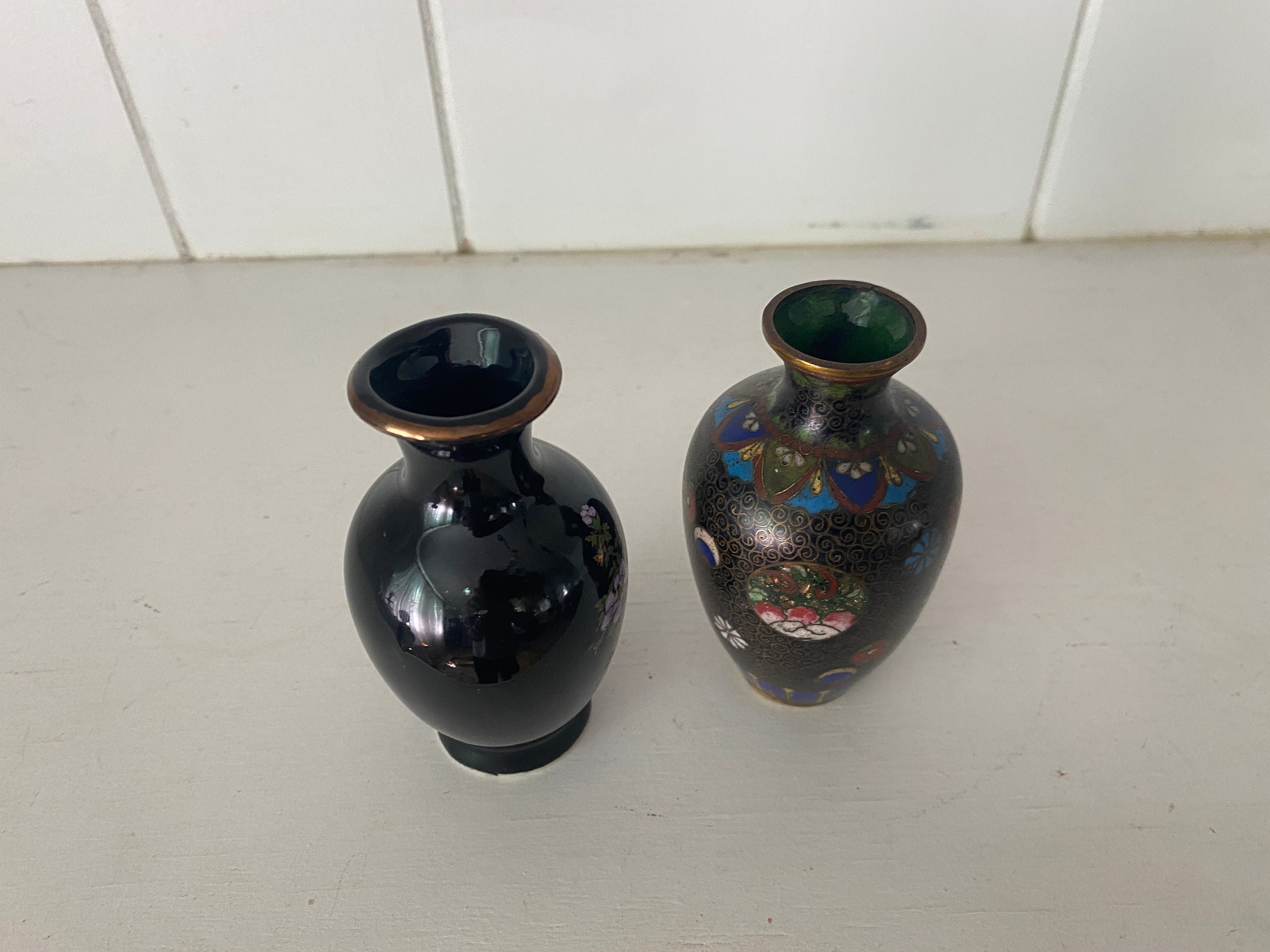 Two Vintage Japanese Miniature Vases