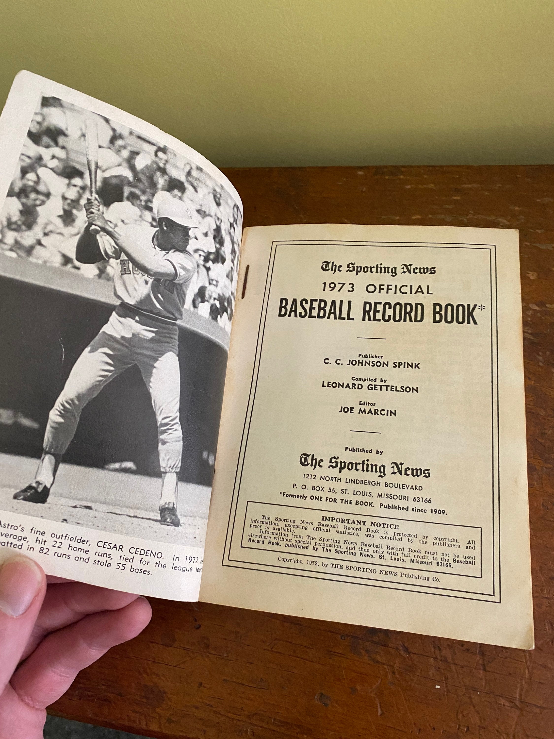 The Sporting News Official 1973 Baseball Record Book Etsy