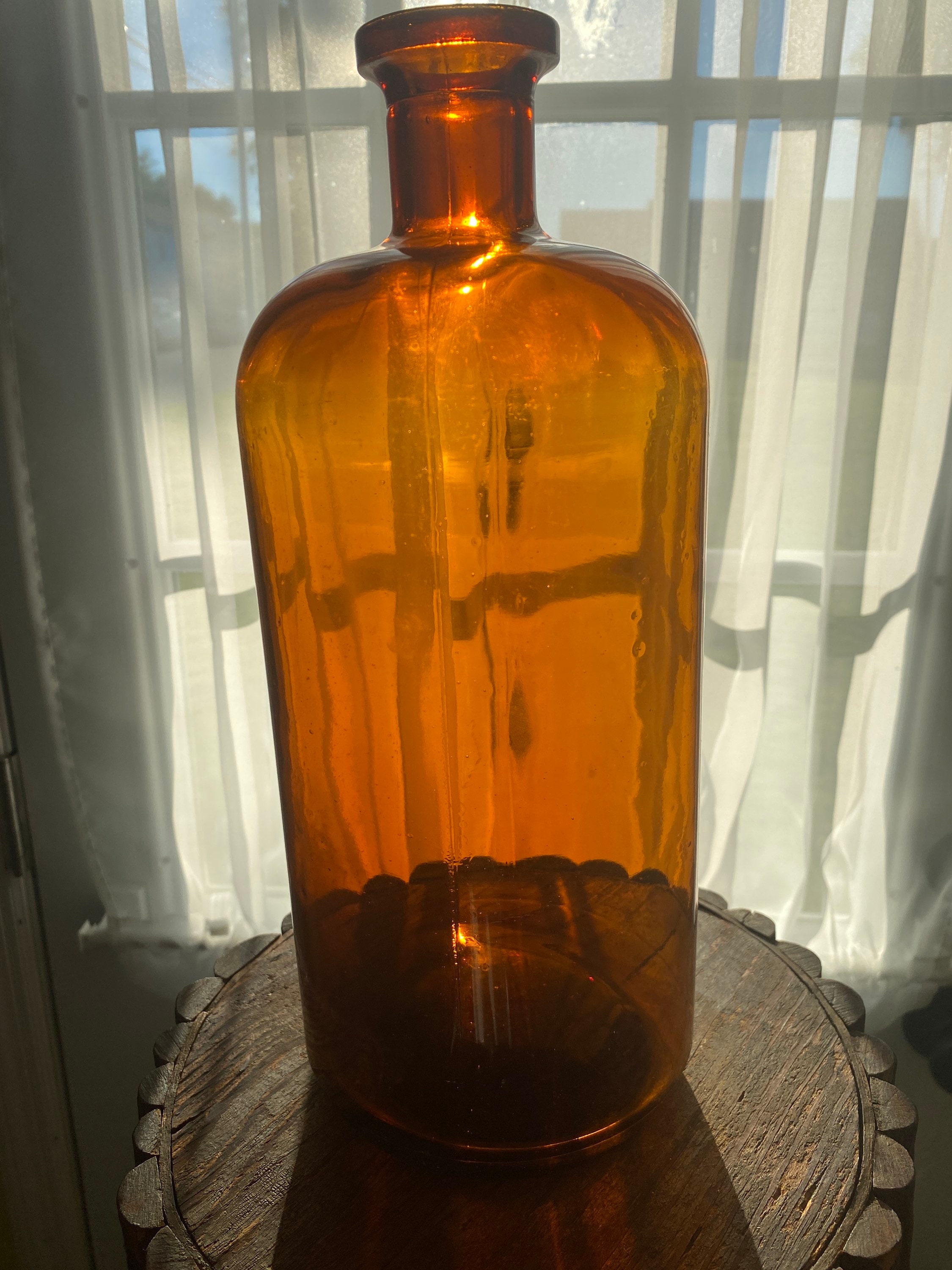 Large Amber Glass Bottle Made by Illinois Glass (1915 1929)