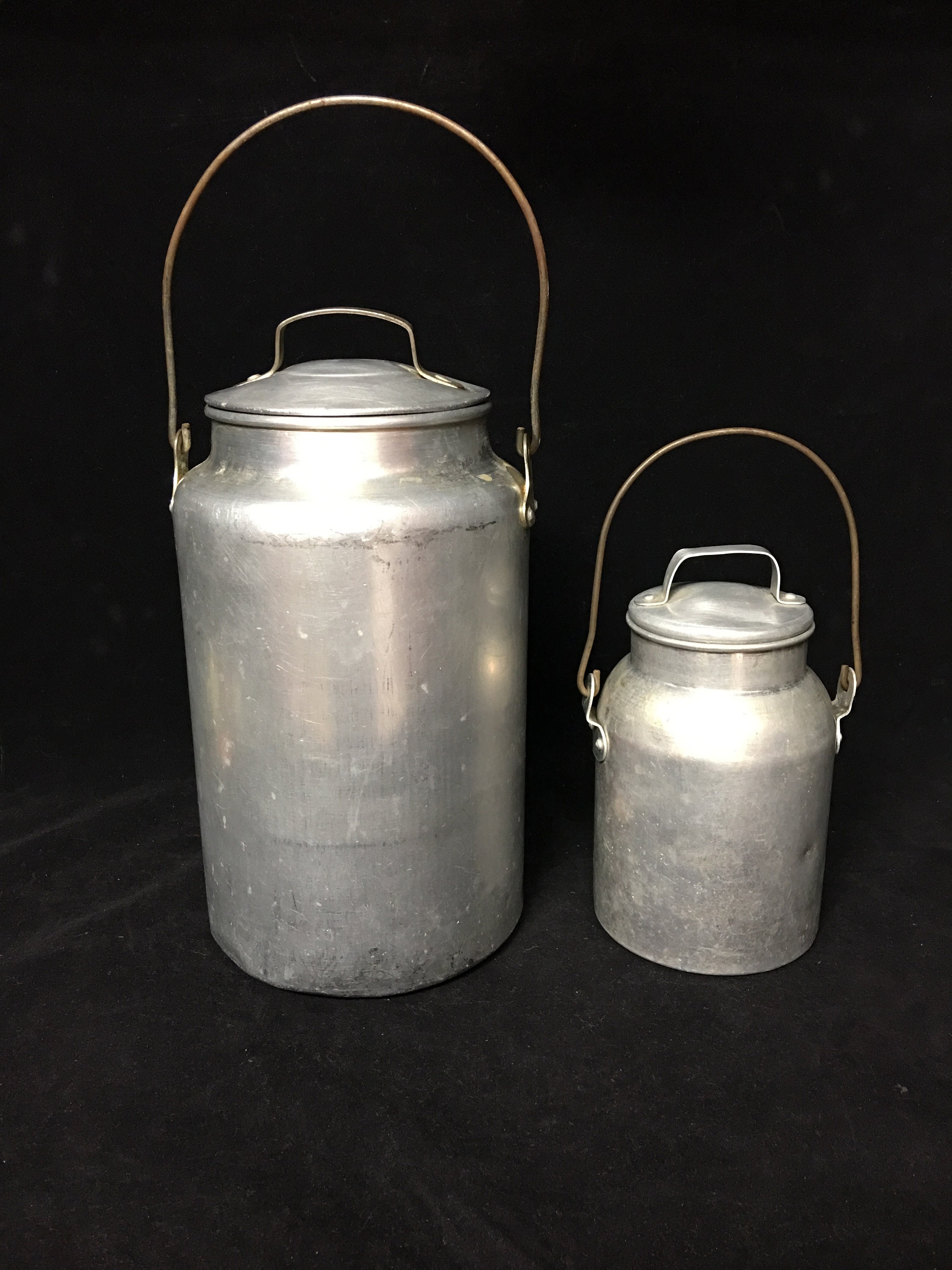 Vintage Aluminum Milk Can Set (2)
