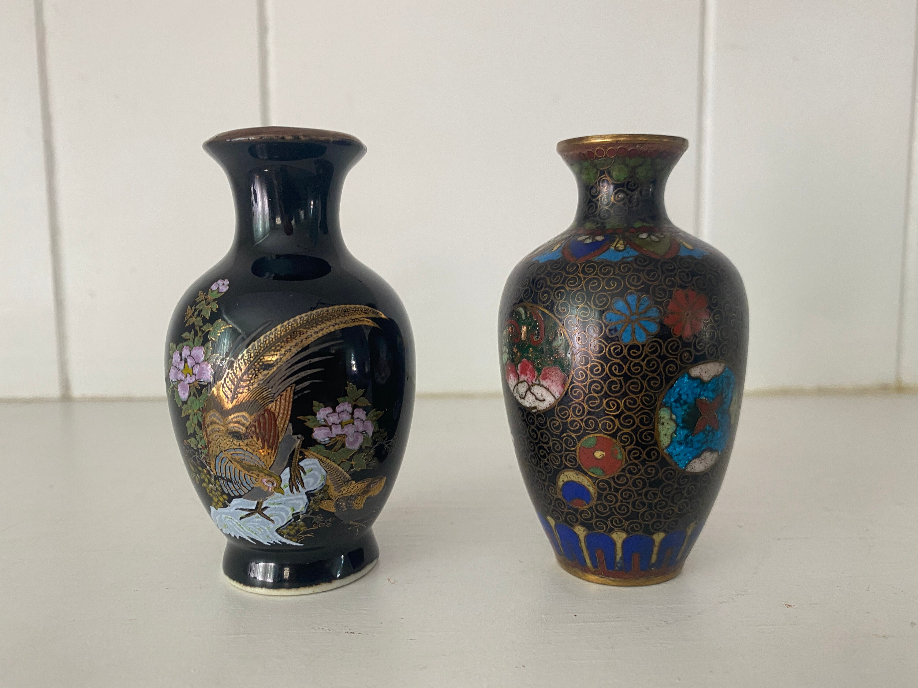 Two Vintage Japanese Miniature Vases