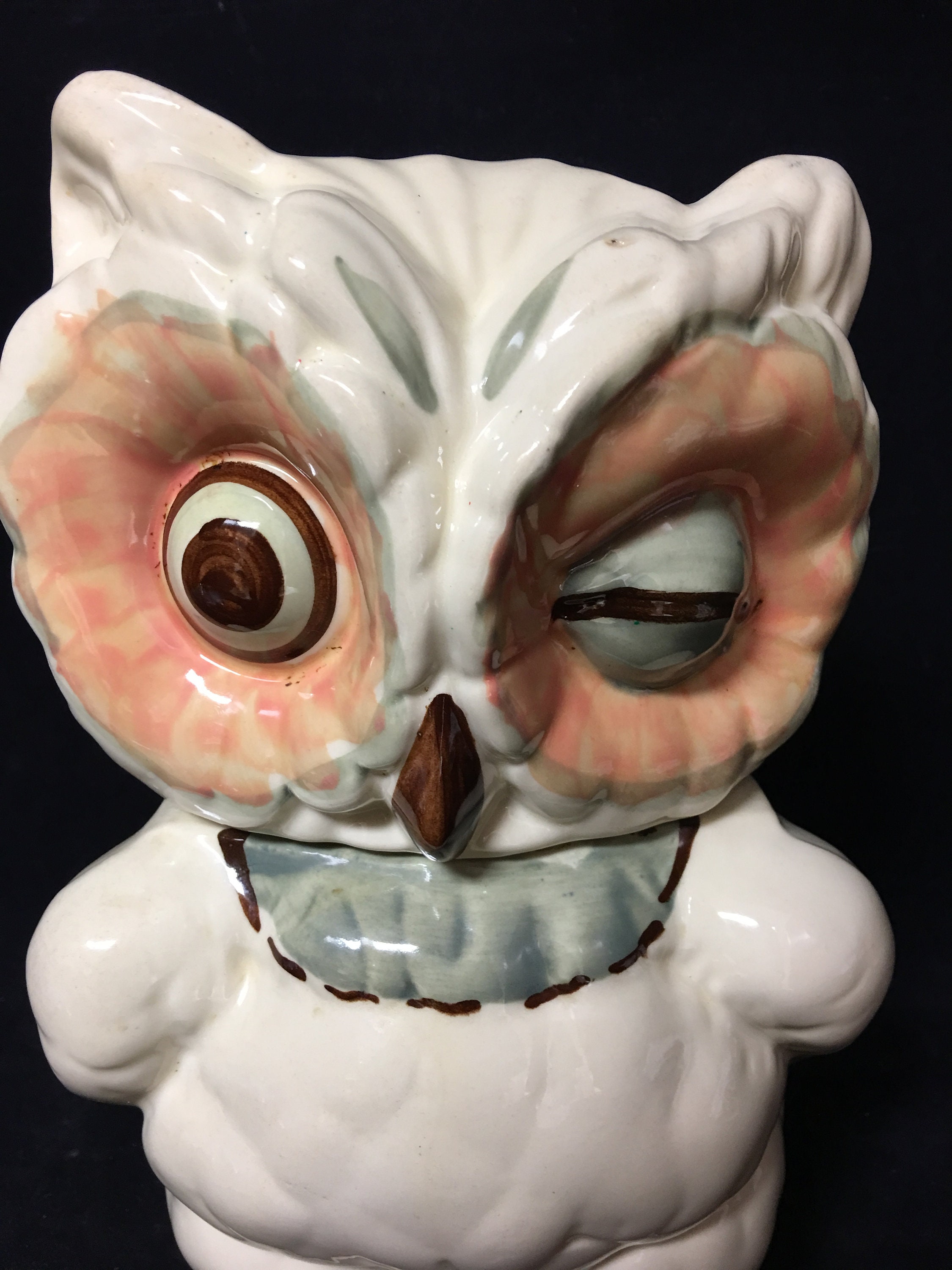 Vintage Shawnee Pottery Winking Owl Cookie Jar