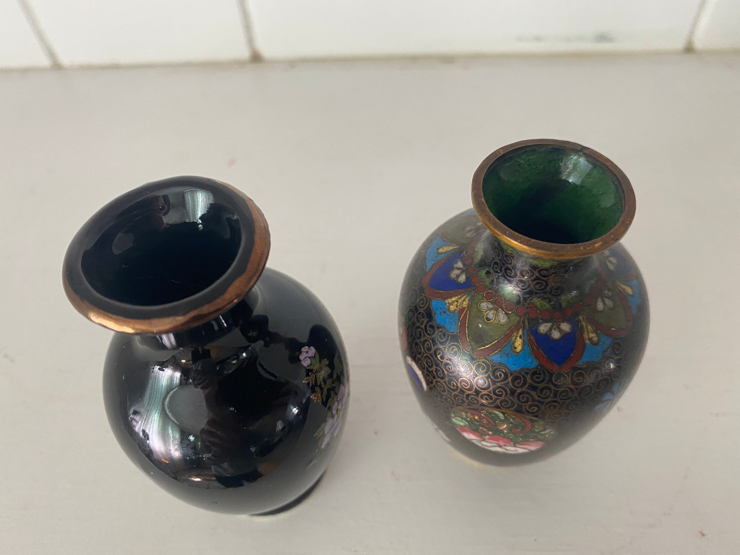 Two Vintage Japanese Miniature Vases