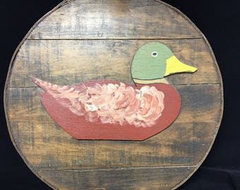 Vintage Cheese Box with Duck Applique