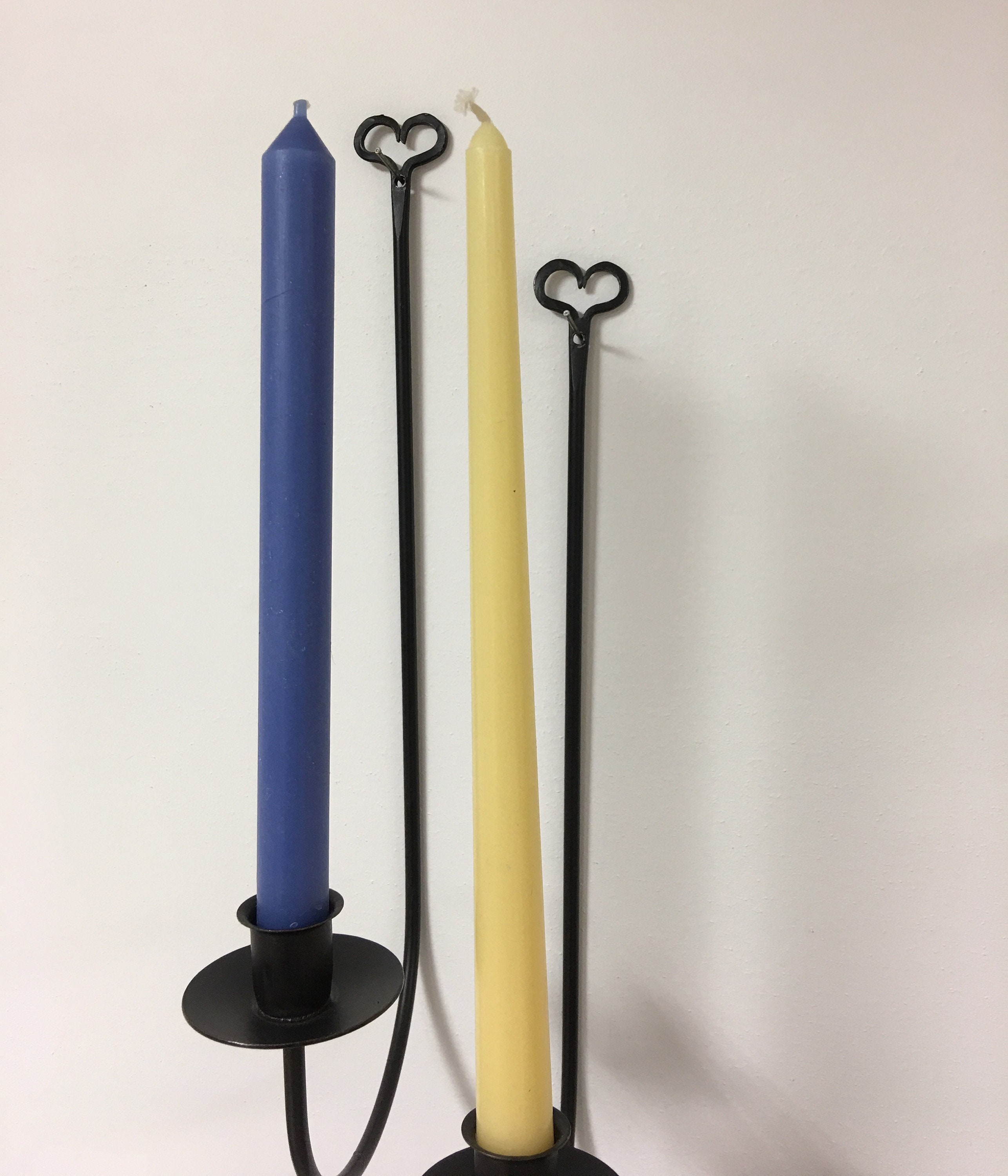 Vintage Pair of 15 Black Metal Curved Candle Holders