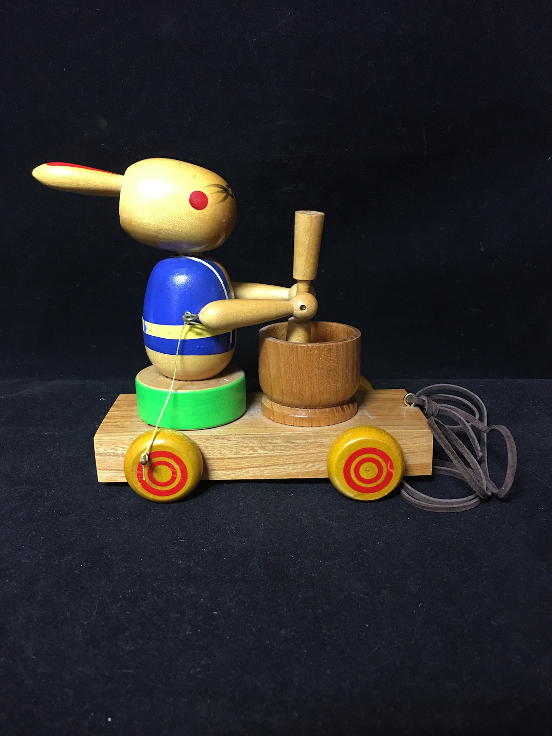 Vintage Wood Rabbit Pull Toy With Moving Arms Etsy