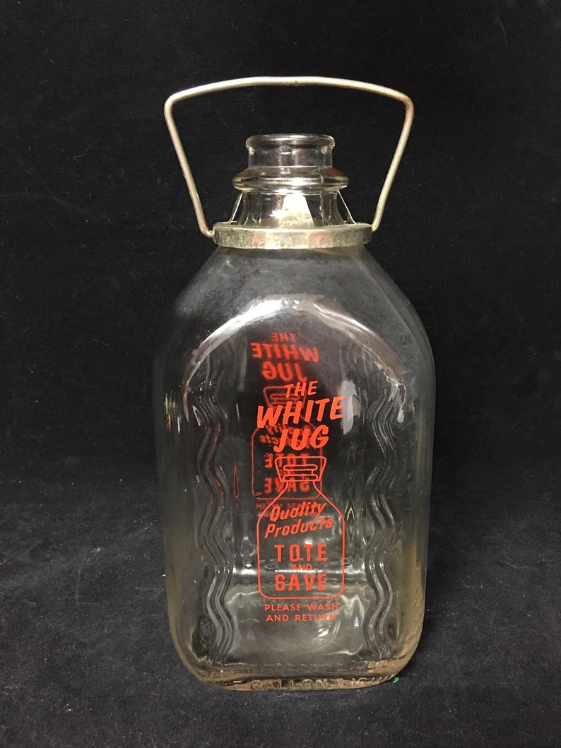 Vintage The White Jug Half Gallon Milk Jug with Etsy