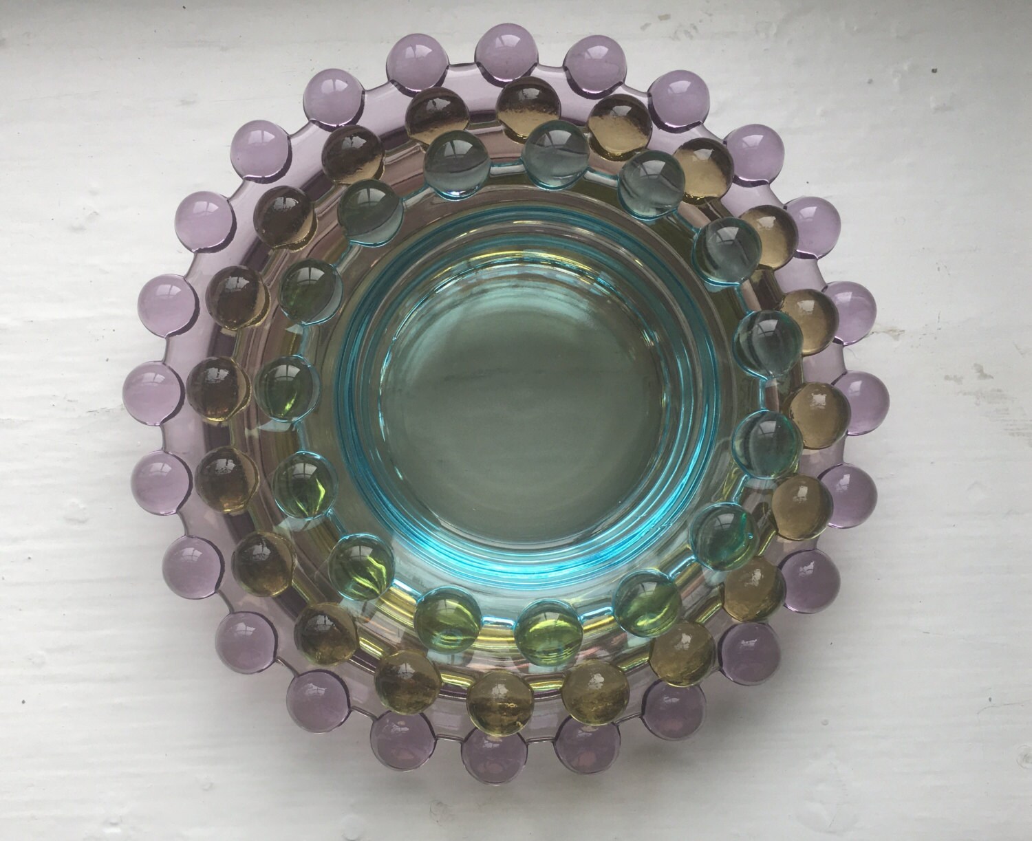Colored Candlewick Nesting Ashtrays/Coasters/Trinket Holders