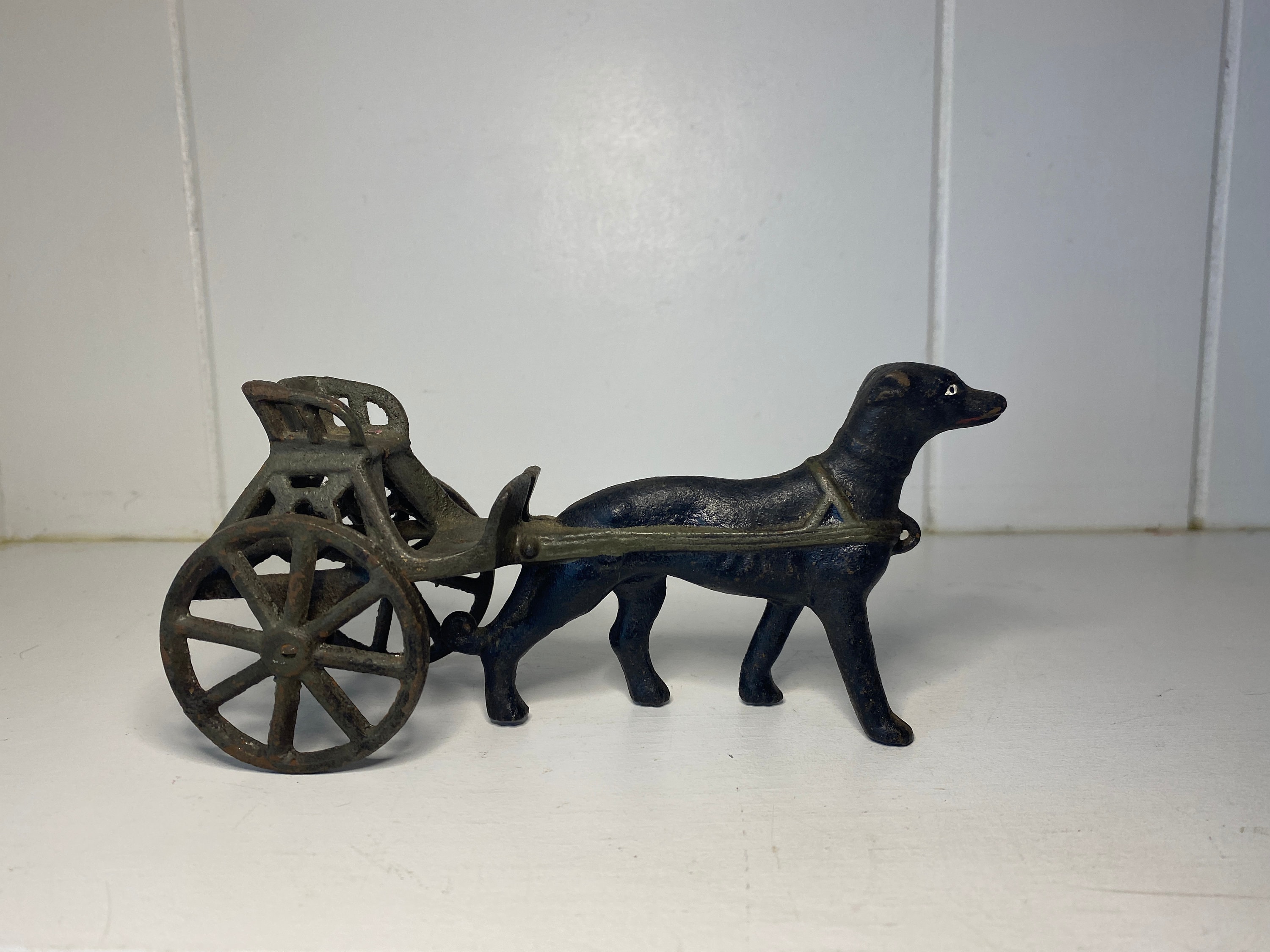 Dog Pulling Wagon Cast Iron Toy