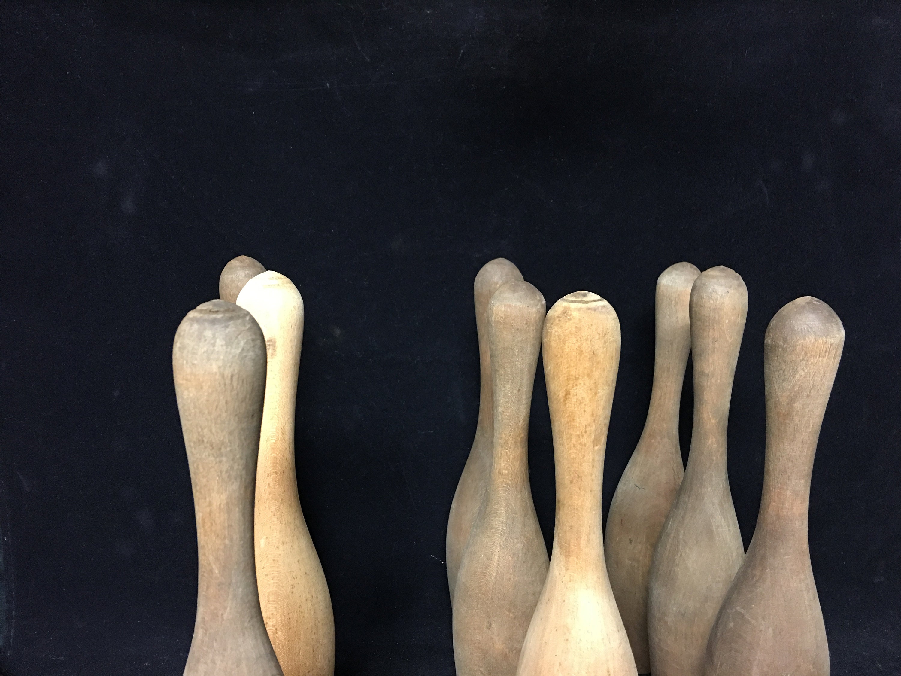 Vintage Wooden 9 Pin Game with Wood Ball