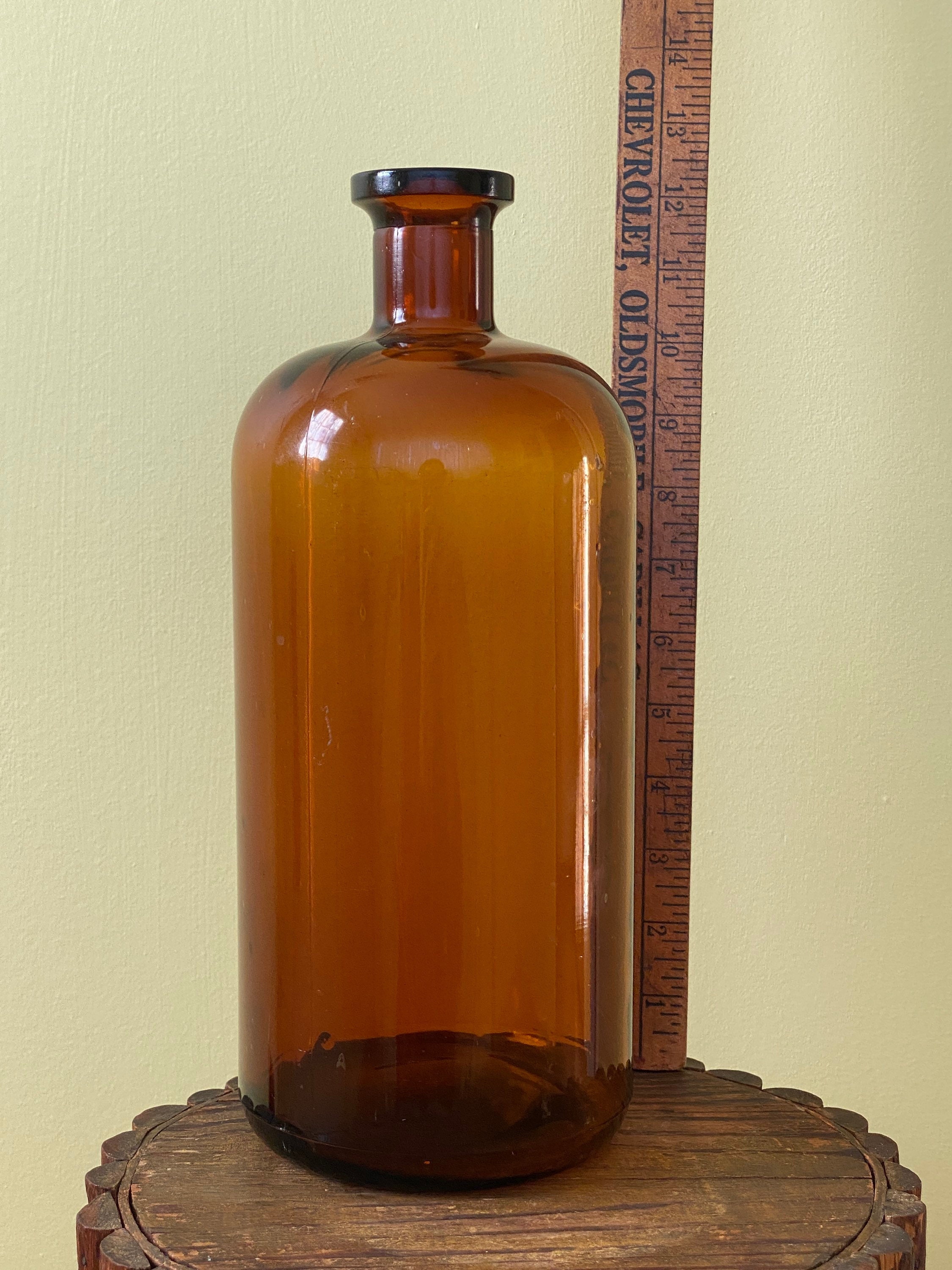 Large Amber Glass Bottle Made by Illinois Glass (1915 1929)