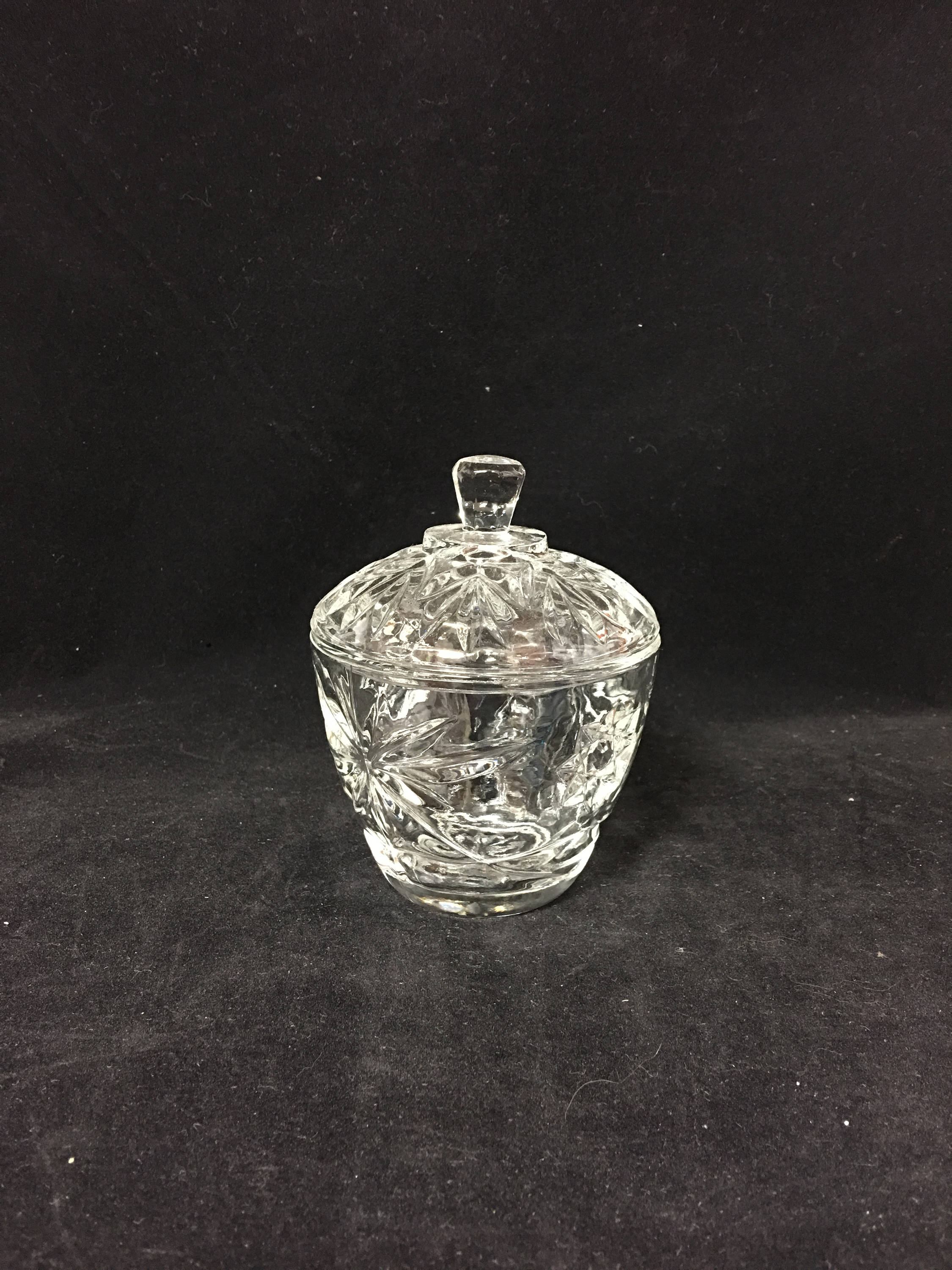 Vintage Cut Glass Lidded Sugar Bowl and Large Matching Creamer/Small