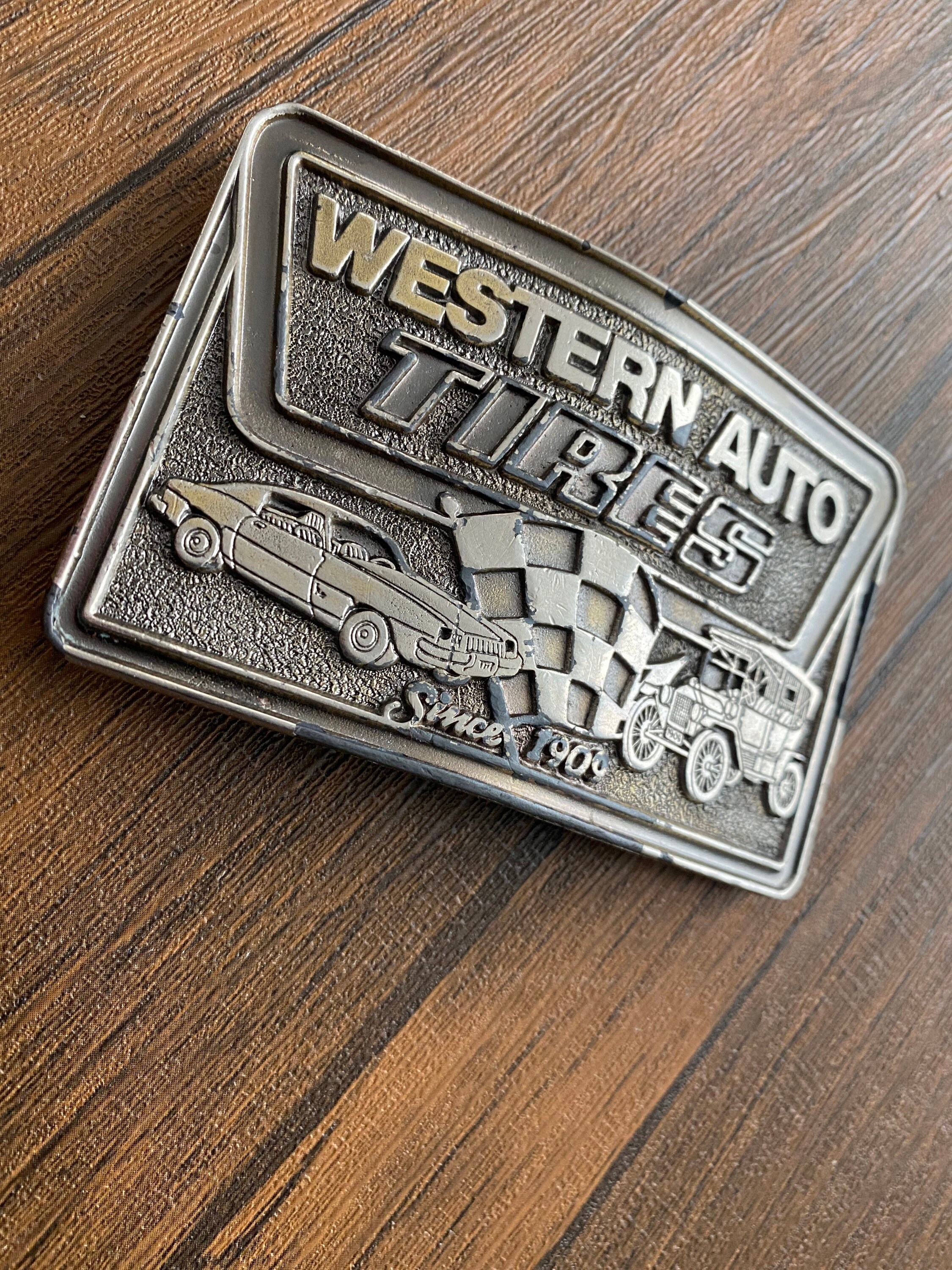 Western Auto Tires Vintage Belt Buckle