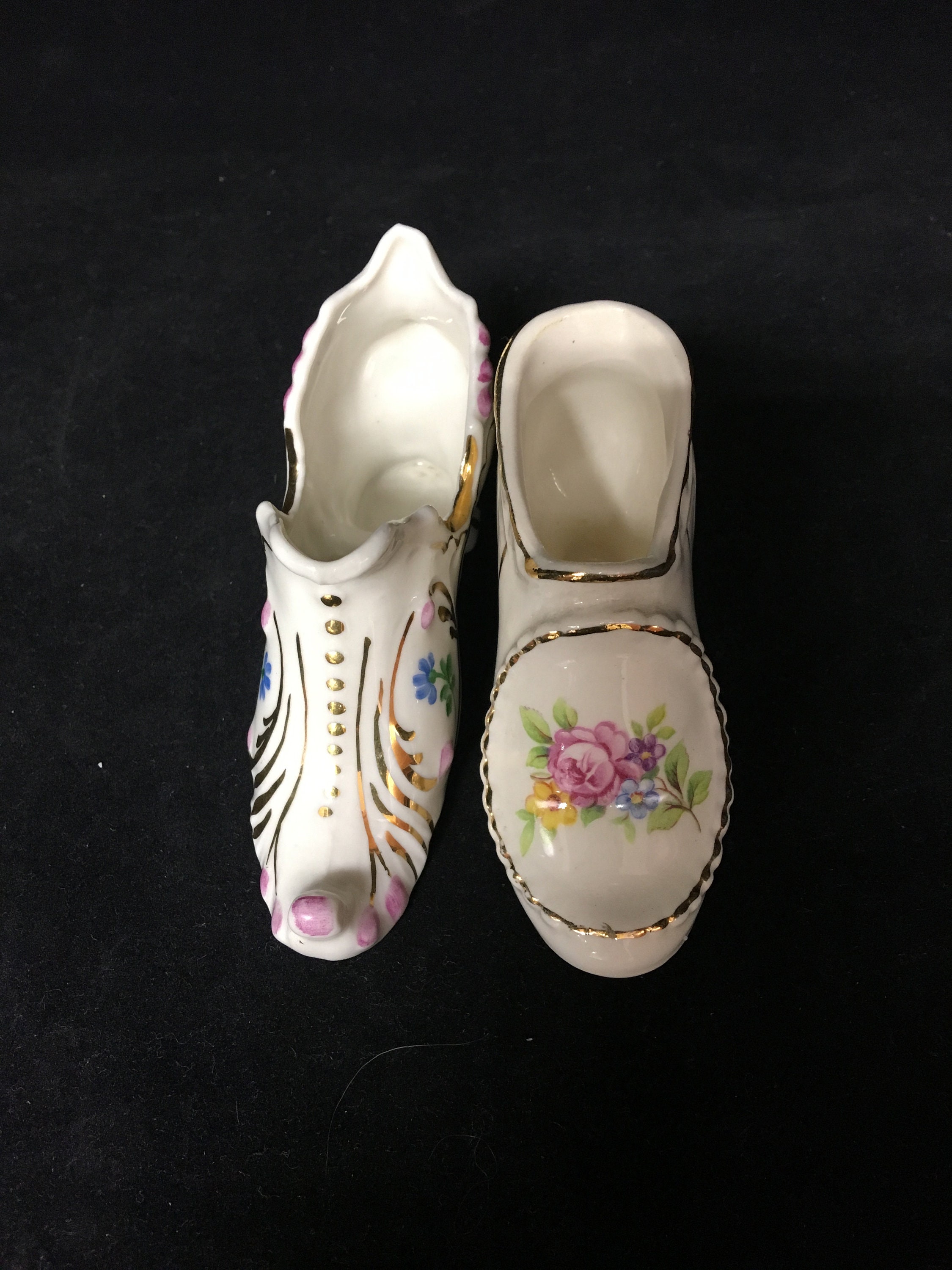 Pair of Vintage Miniature Porcelain Shoes