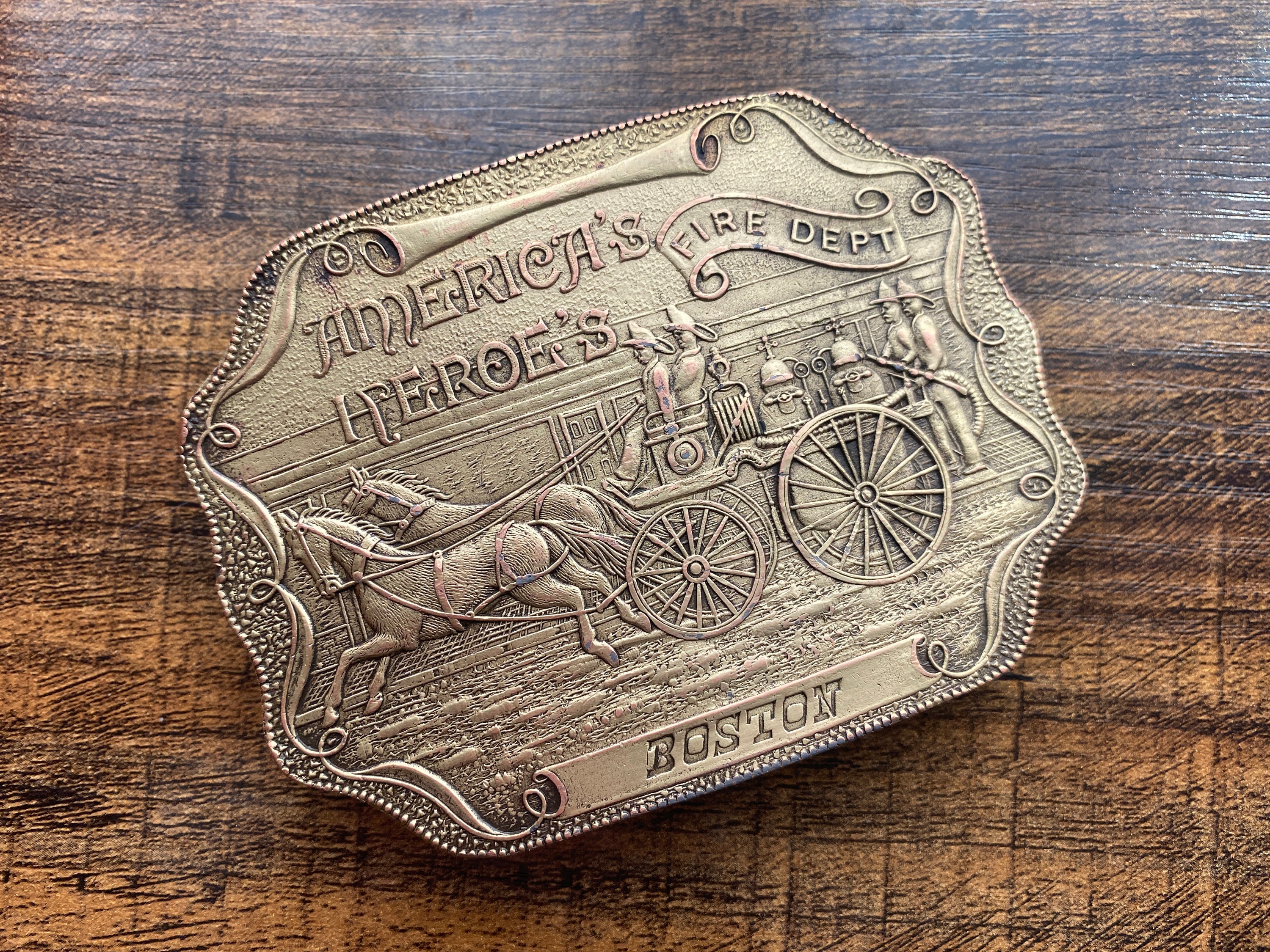 Boston Fire Department Brass Belt Buckle