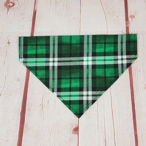 Cat Bandana - Green Plaid Collar Bandana