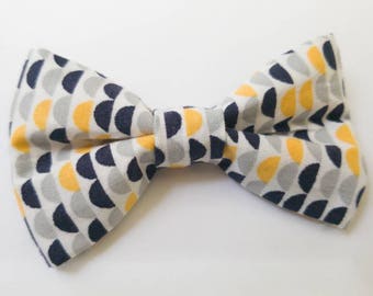 Grey, yellow, and blue Cat Bow