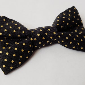 Cat Bow- Black with Gold Dots