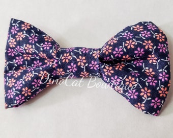Cat Bow- Blue with flowers