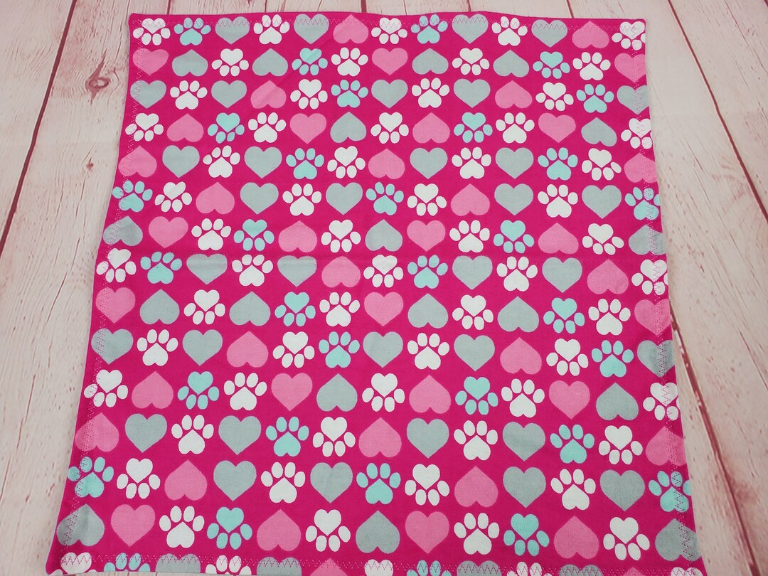 Cat Blanket Paws and Hearts Pink Flannel Catnip Blanket Etsy