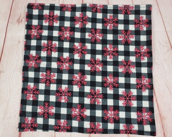 Cat Blanket - Red Snowflakes and Plaid Catnip Blanket