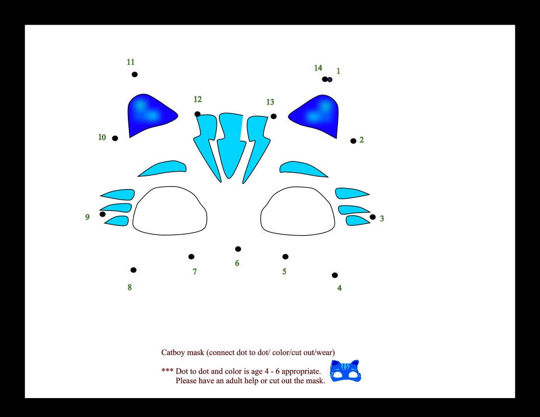 Pj masks dot to dot masks Pj masks to create Pj Mask | Etsy