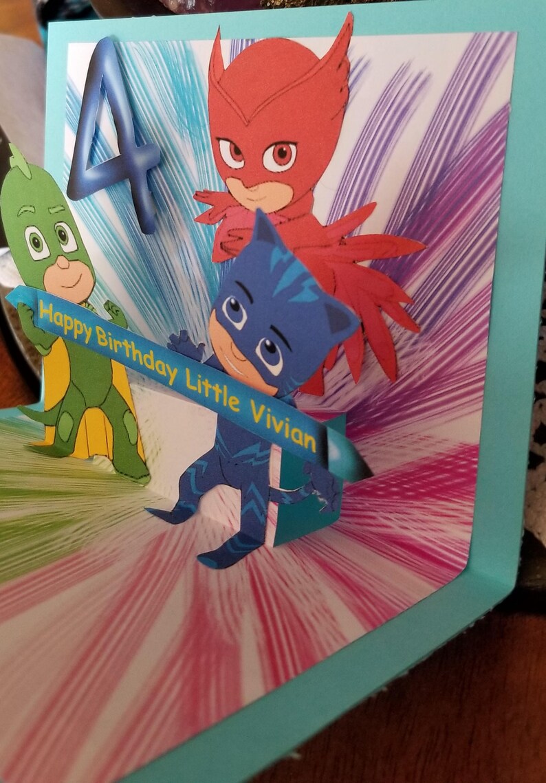 Pj Masks Birthday Card Pj Masks Cards Pj Masks party | Etsy