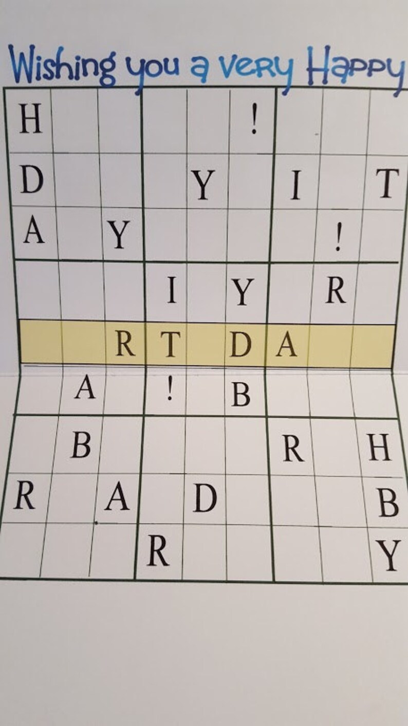 Sudoku Puppy Birthday Card Puzzle Card Puzzle Greeting Card Etsy