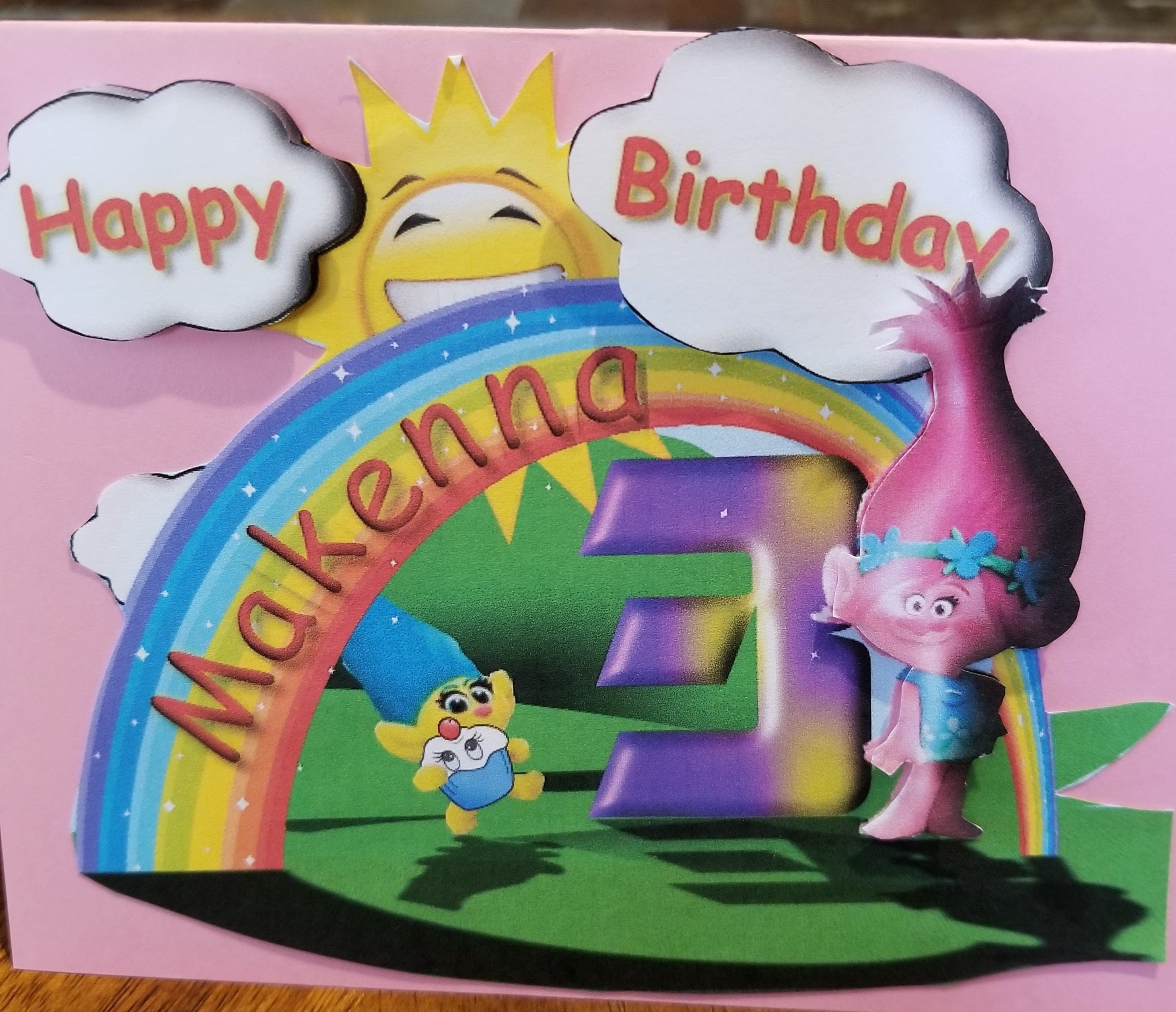 Poppy Troll Birthday Card Handmade cute troll birthday card | Etsy