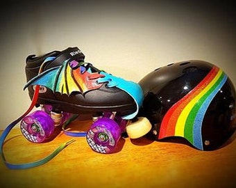 Asas de couro de dragão arco-íris para sapatos, acessórios para patins.