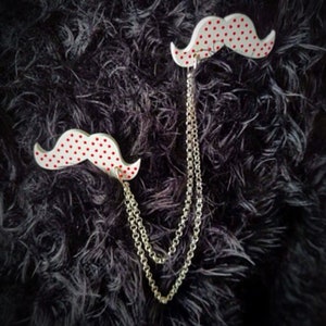 Moustache, tache, moustache lapel pin, tie tac, brooch, quirky moustache accessories.