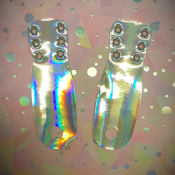 Roller skate toe guards, skating accessories, vegan, rainbow, iridescent, toe protection, skate accessories, roller derby accessories, skate