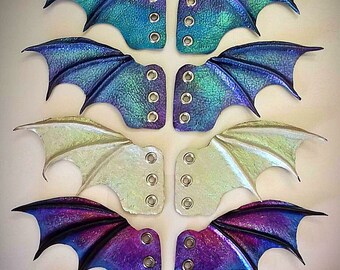 Shoe wings, Bat dragon wing shoe accessory, leather wing accessories, roller derby, roller skate accessories, alternative fashion.