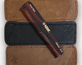 Kent comb case, Kent R7T sawcut, recycled leather case, mens hair grooming, beard and moustache accessories, man’s hair products, comb case