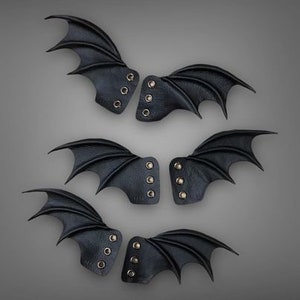 Shoe Wings, Matte Black, Shoe Accessories, Leather Wings, Bat Wings ...