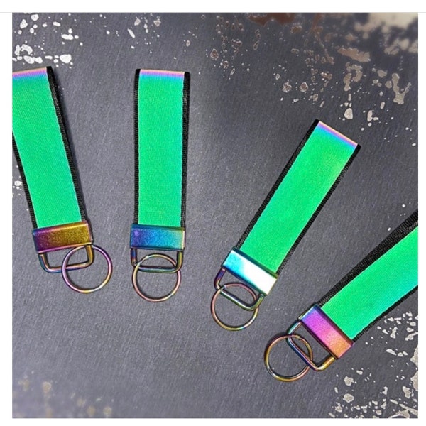 Reflective keyring, smaller size, safety hi visibility, belt loop, key loop, reflective glow.