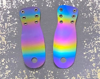 Roller skate toe guards, skating accessories, vegan, rainbow, iridescent, toe protection, skate accessories, roller derby accessories, skate