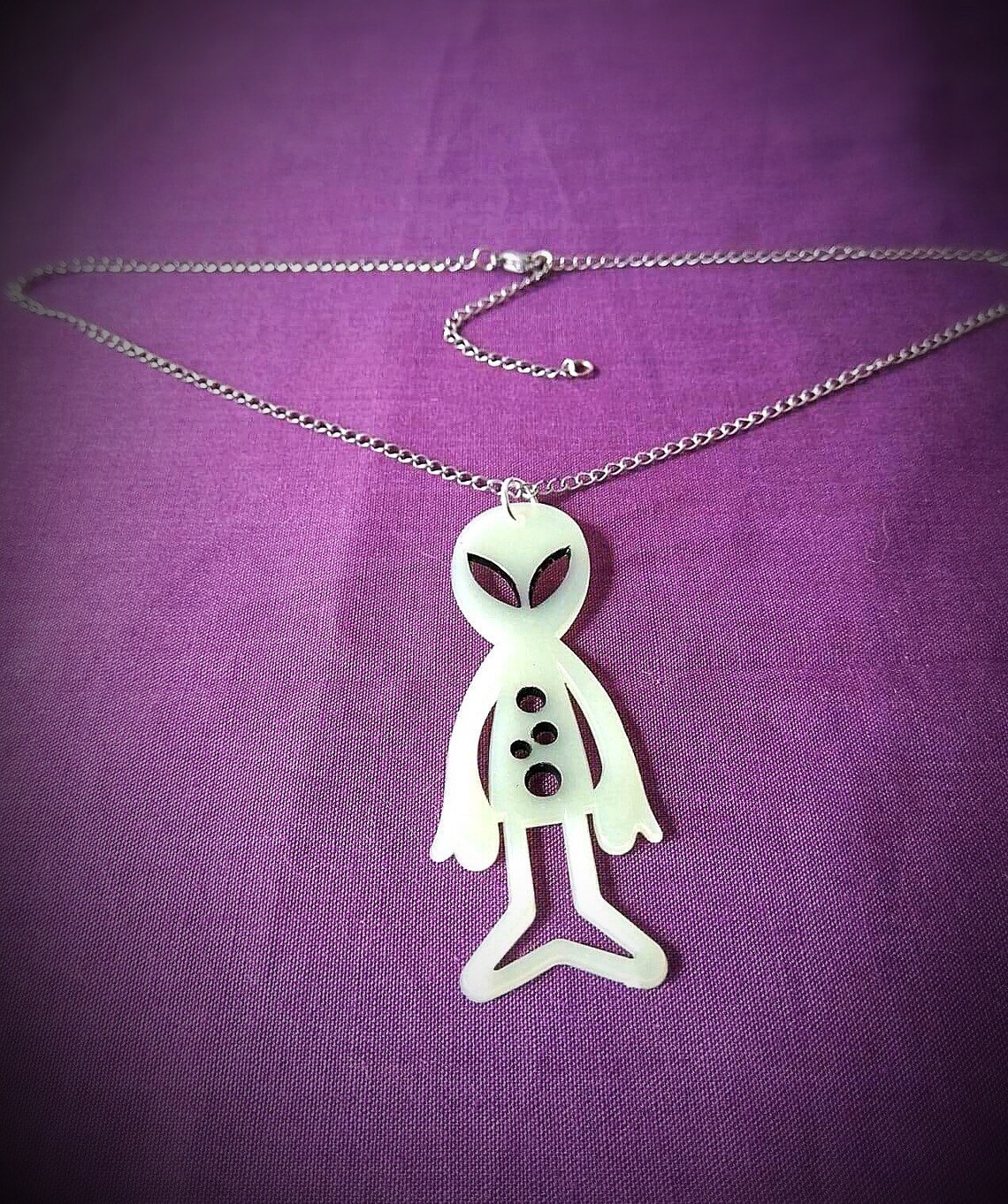 Alien Necklace Large Alien Form Necklace Glow in the Dark Etsy