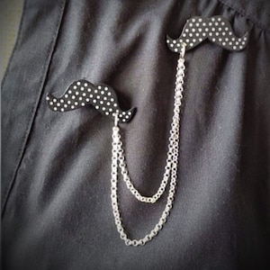 Moustache, tache, moustache lapel pin, tie tac, brooch, quirky moustache accessories.