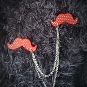 Moustache, tache, moustache lapel pin, tie tac, brooch, quirky moustache accessories.