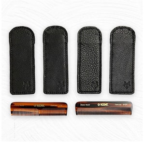 Étui pour peigne, noir, étui pour peigne Kent OT/FOT Kent, étui pour peigne en cuir recyclé, produits de toilette pour hommes, accessoires pour barbe et moustache, produit capillaire pour homme