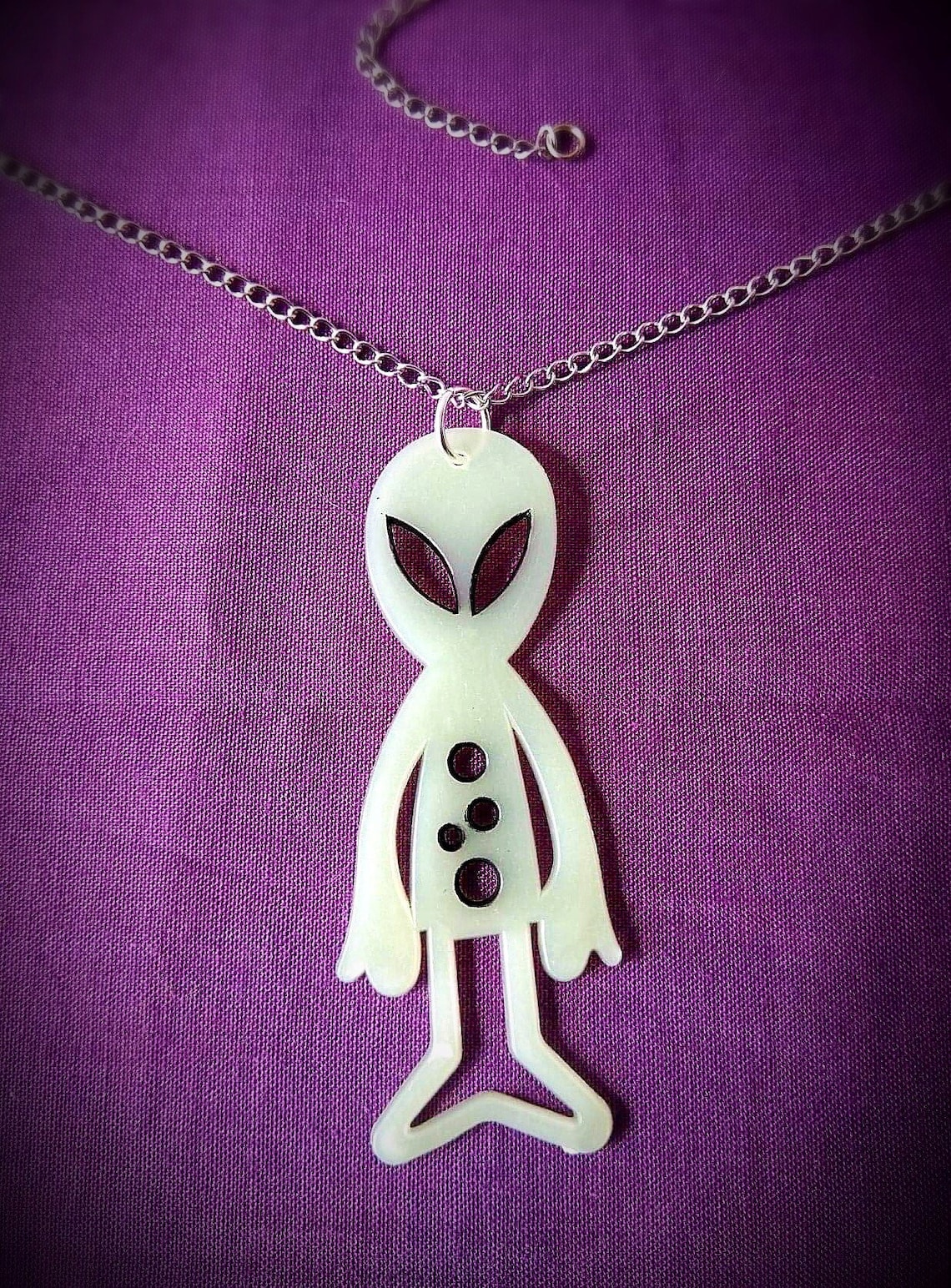 Alien Necklace Large Alien Form Necklace Glow In The Dark Etsy