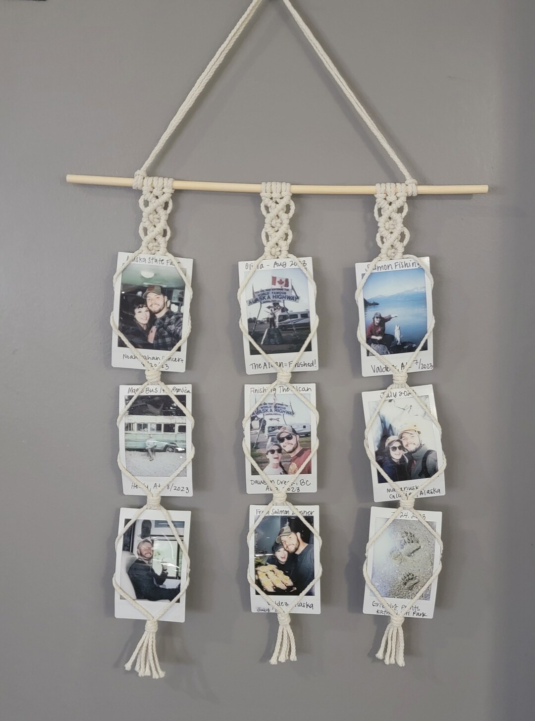 Macrame Polaroid Photo Hanger. Polaroid Picture Wall Display. Dorm Room